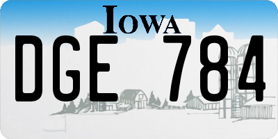 IA license plate DGE784