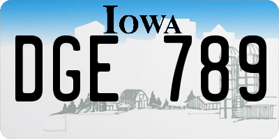 IA license plate DGE789