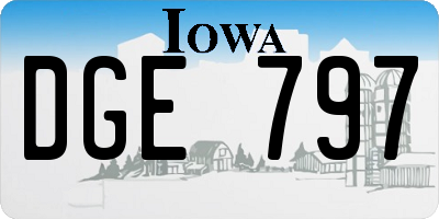 IA license plate DGE797