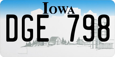 IA license plate DGE798