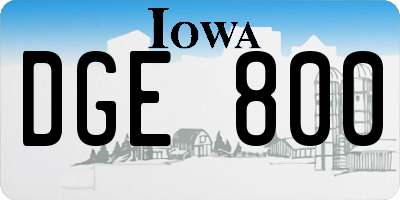 IA license plate DGE800