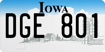 IA license plate DGE801