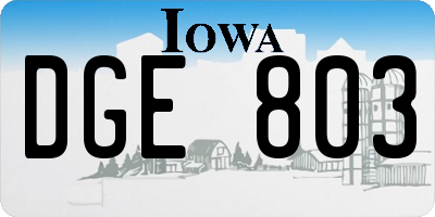 IA license plate DGE803