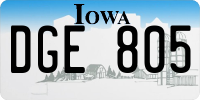 IA license plate DGE805