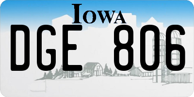 IA license plate DGE806
