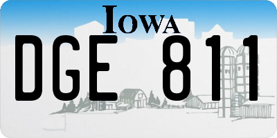IA license plate DGE811