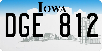 IA license plate DGE812