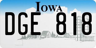 IA license plate DGE818