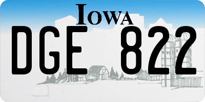 IA license plate DGE822