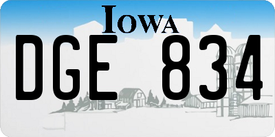 IA license plate DGE834