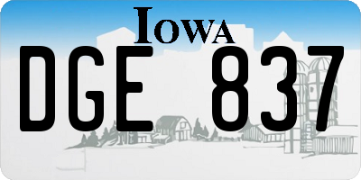 IA license plate DGE837