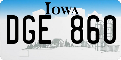 IA license plate DGE860