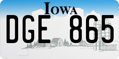 IA license plate DGE865