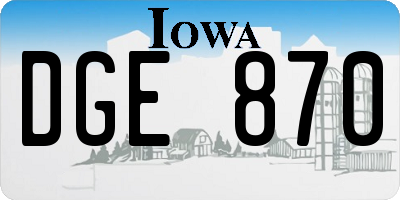 IA license plate DGE870