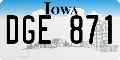 IA license plate DGE871