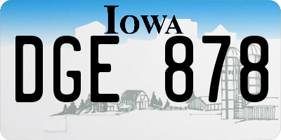 IA license plate DGE878