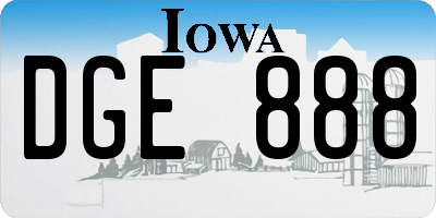 IA license plate DGE888