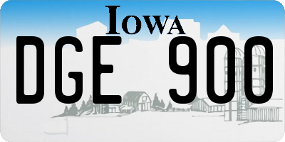 IA license plate DGE900
