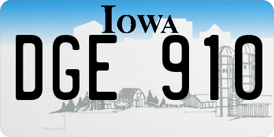 IA license plate DGE910