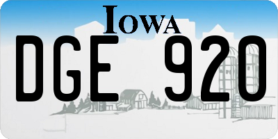 IA license plate DGE920