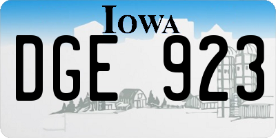 IA license plate DGE923