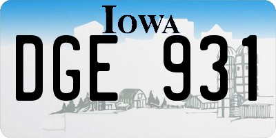 IA license plate DGE931