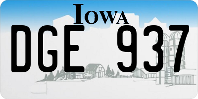 IA license plate DGE937