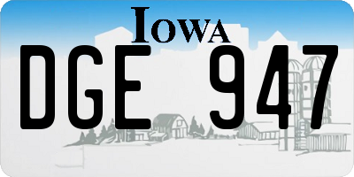 IA license plate DGE947
