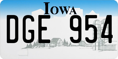 IA license plate DGE954