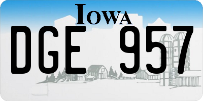 IA license plate DGE957