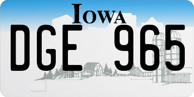 IA license plate DGE965