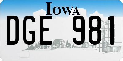 IA license plate DGE981