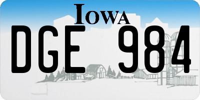 IA license plate DGE984