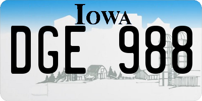 IA license plate DGE988