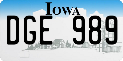 IA license plate DGE989