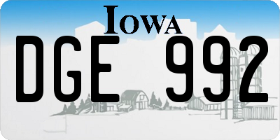 IA license plate DGE992