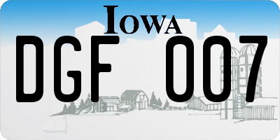 IA license plate DGF007