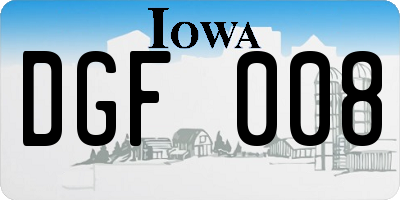 IA license plate DGF008