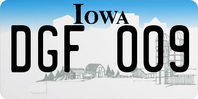 IA license plate DGF009