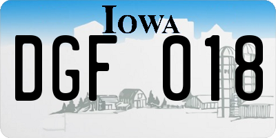 IA license plate DGF018