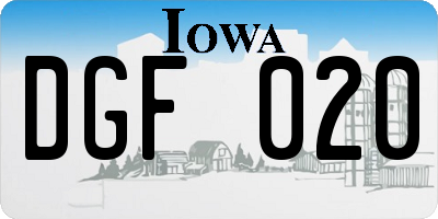 IA license plate DGF020