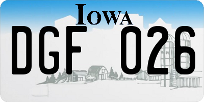IA license plate DGF026