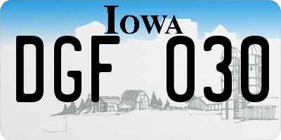 IA license plate DGF030