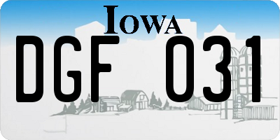 IA license plate DGF031
