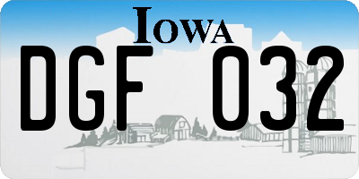 IA license plate DGF032