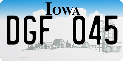 IA license plate DGF045