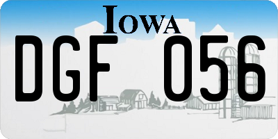IA license plate DGF056