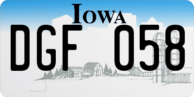 IA license plate DGF058