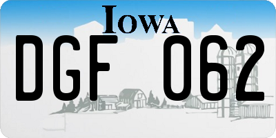 IA license plate DGF062