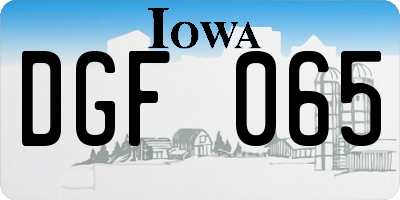 IA license plate DGF065